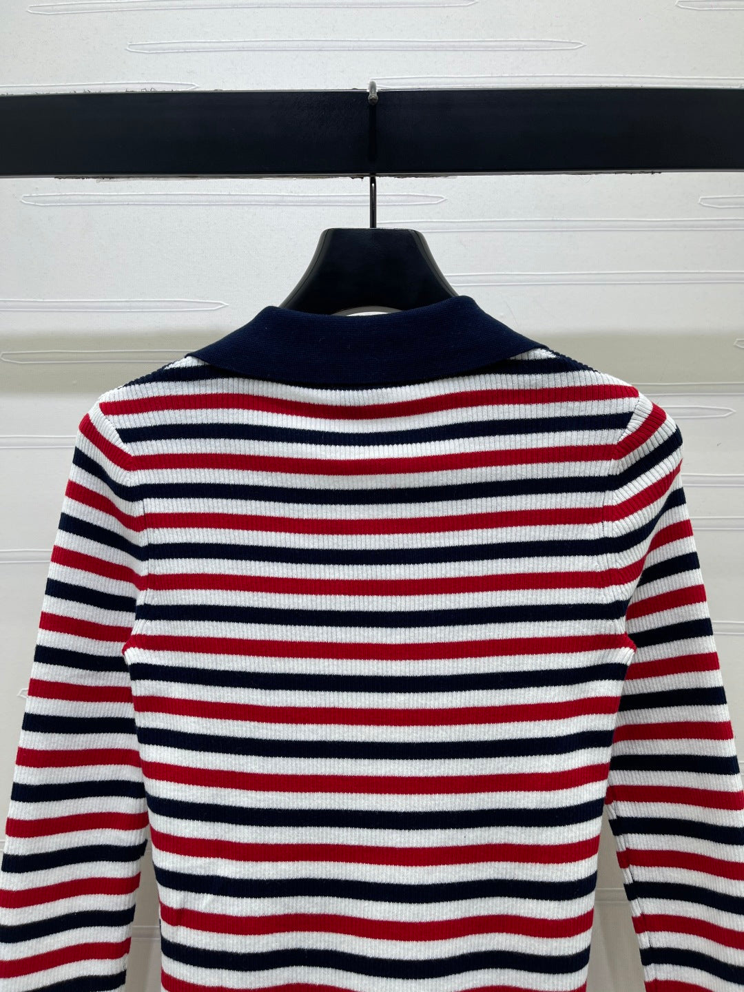 Chanel 2026 Striped Long-Sleeve Top Red Mix Colors Cotton 417672