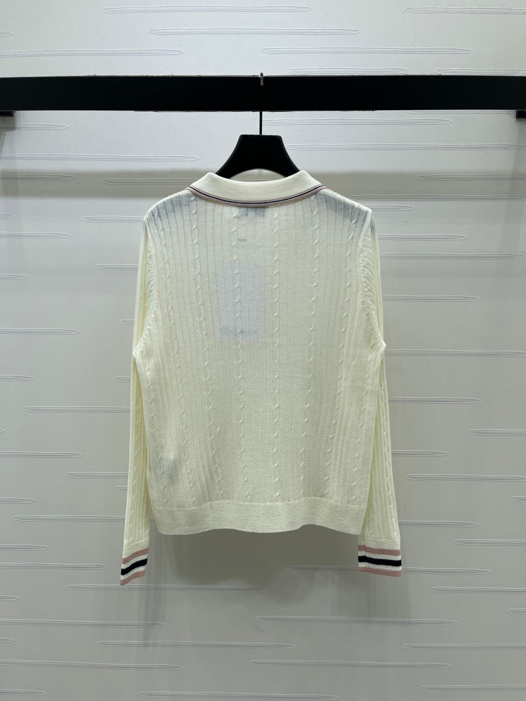 Chanel 2026 Cable Knit Long-sleeved Shirt With Ribbed Collar 773805