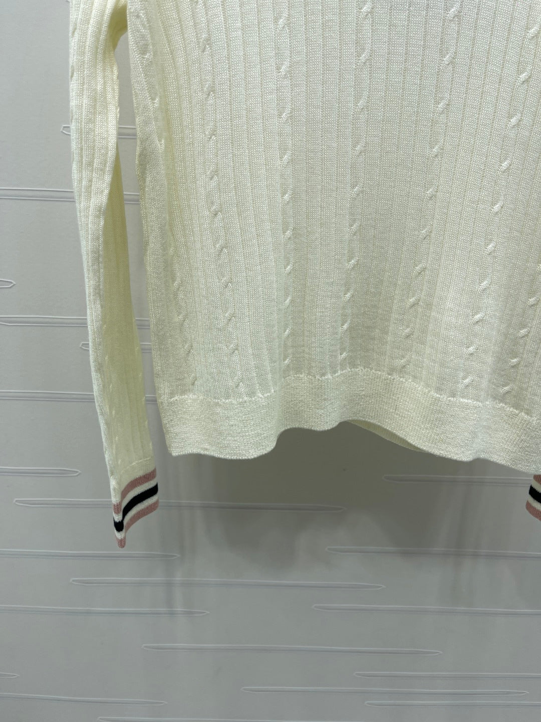 Chanel 2026 Cable Knit Long-sleeved Shirt With Ribbed Collar 773805