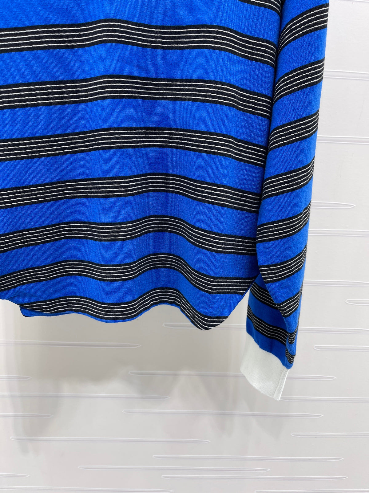 Celine 2026 Long-Sleeved Blue Striped Polo Shirt Cotton 430338
