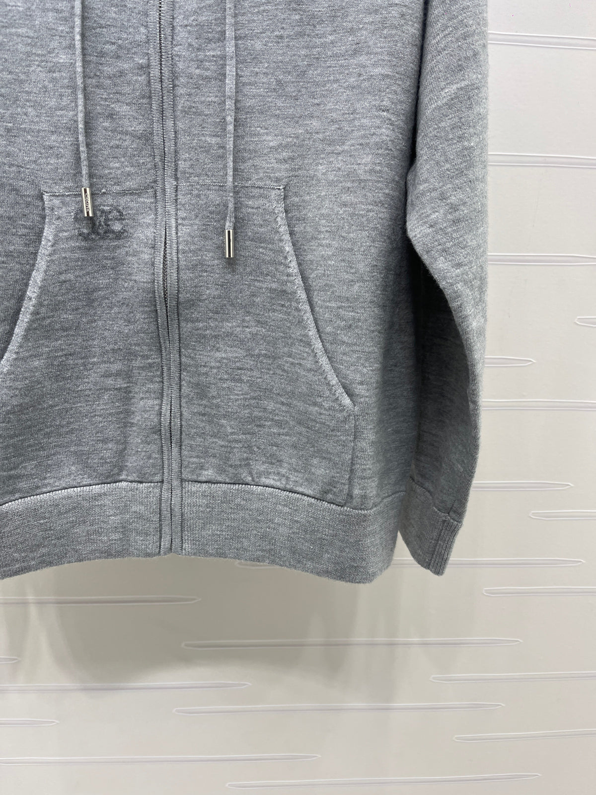 Celine 2026 Zip-Up Hoodie Grey Wool 430311