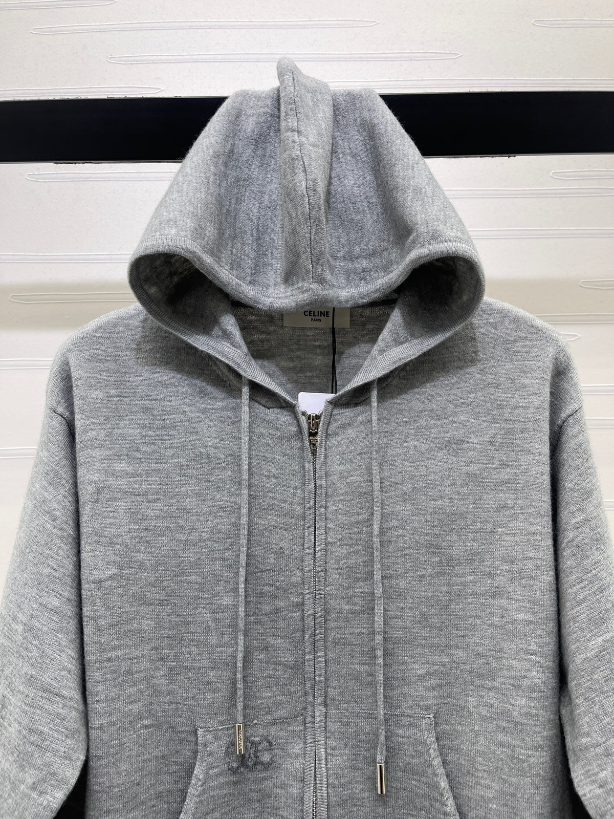 Celine 2026 Zip-Up Hoodie Grey Wool 430311
