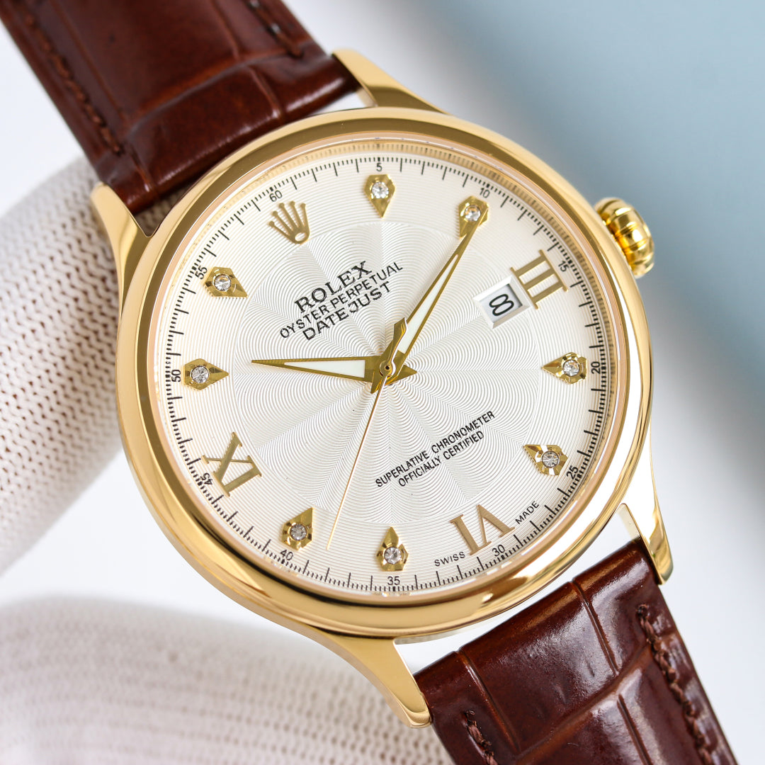 Rolex Datejust 40mm Gold Leather