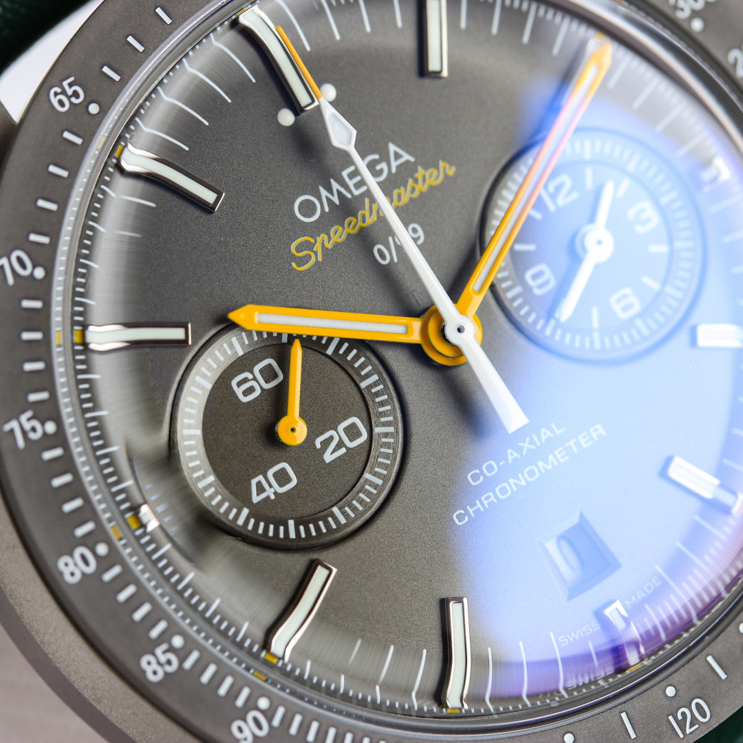 Omega Speedmaster Grey Side of the Moon 44.25mm Green Leather Strap