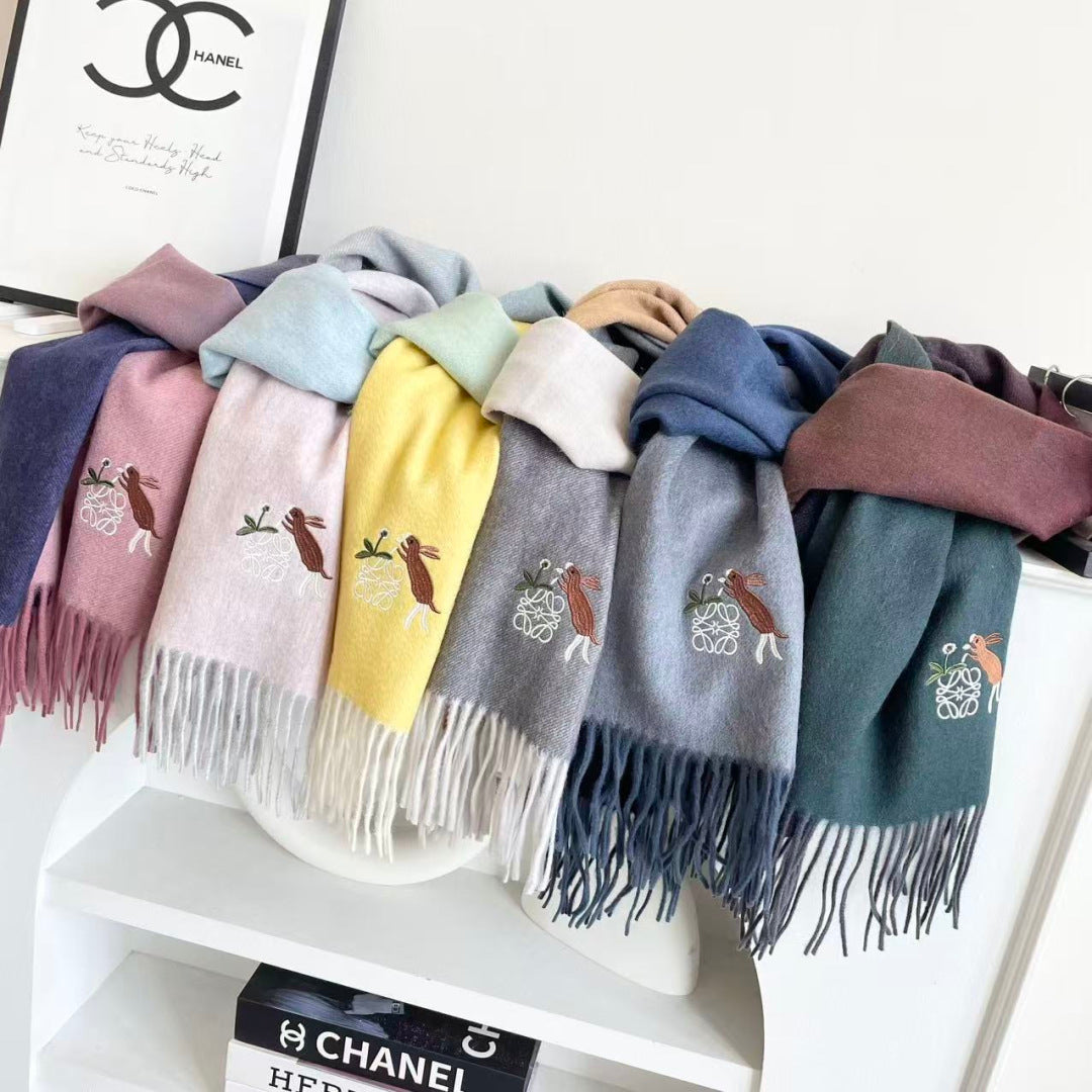 Loewe Scarf 180CM Yellow Gray Cashmere 924194