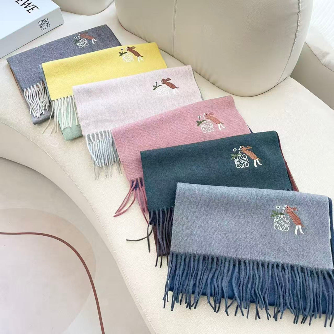 Loewe Scarf 180CM Yellow Gray Cashmere 924194