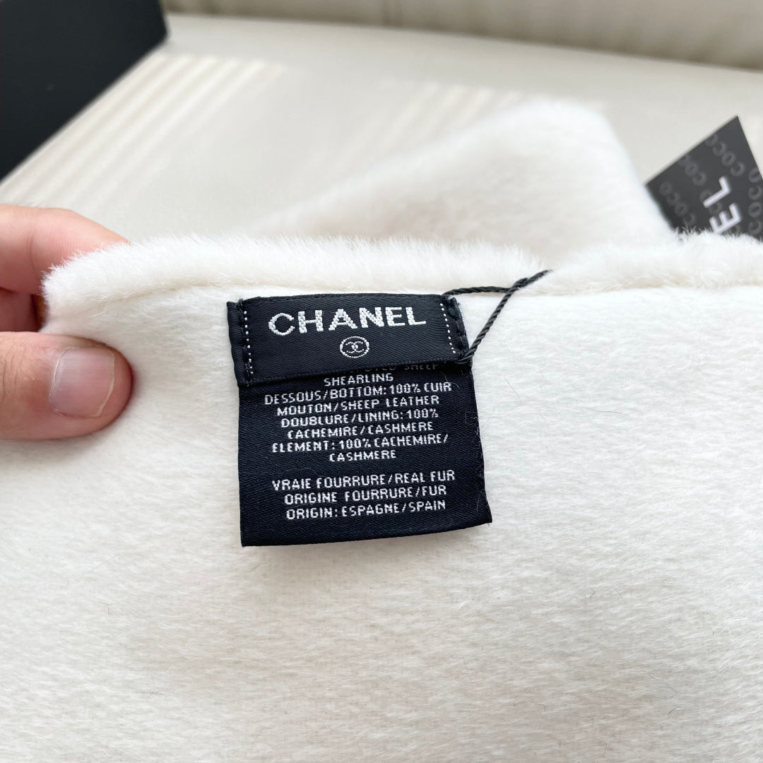 CC 25 Scarf 170cm White Black Fleece 968491