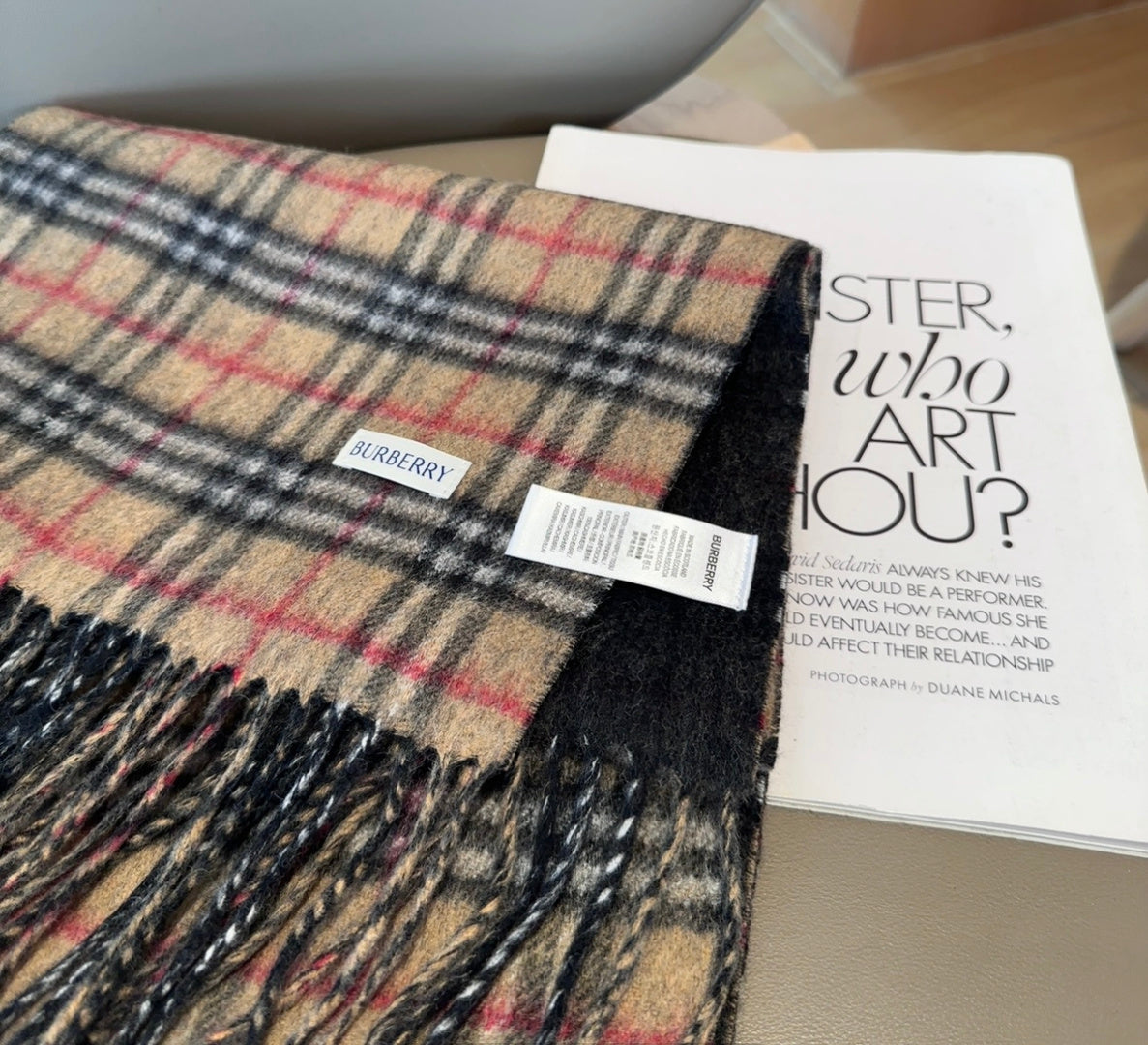 BBR British Style Classic Scarf 180CM Beige Black Cashmere 293542