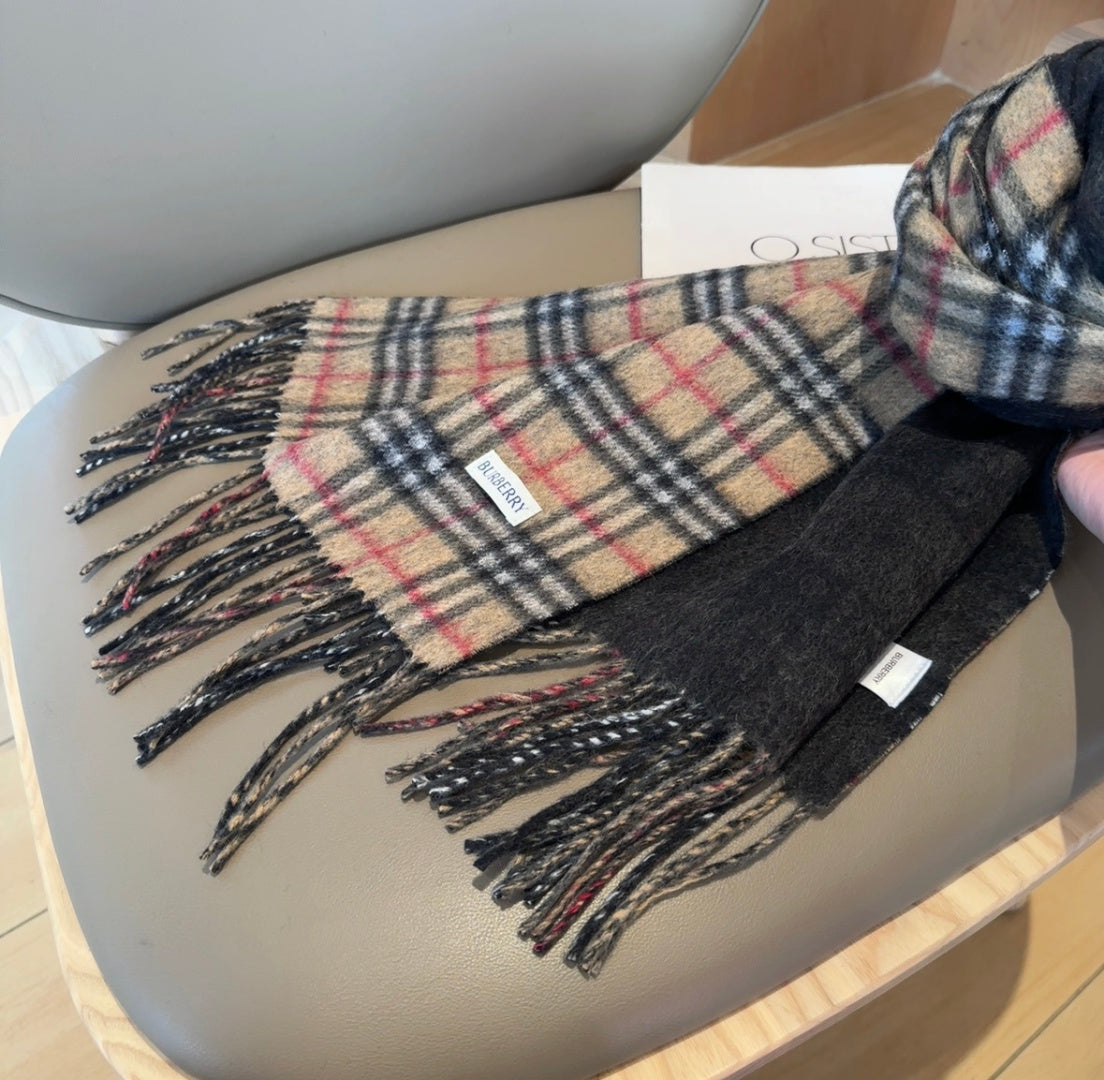 BBR British Style Classic Scarf 180CM Beige Black Cashmere 293542