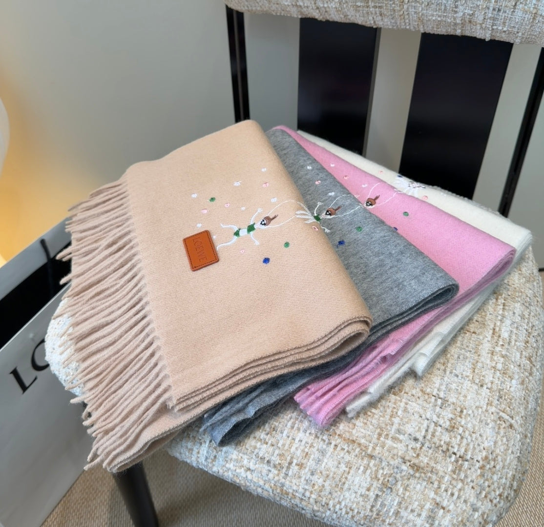 Loewe Scarf 180CM Ivory Wool-blend 909785