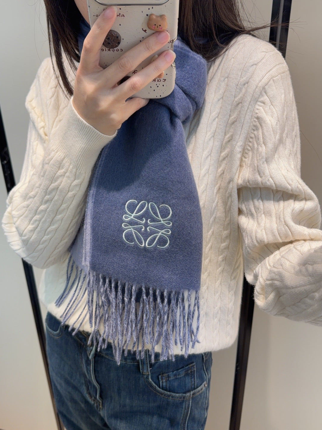 Loewe Scarf 180CM Blue Wool-blend 100130