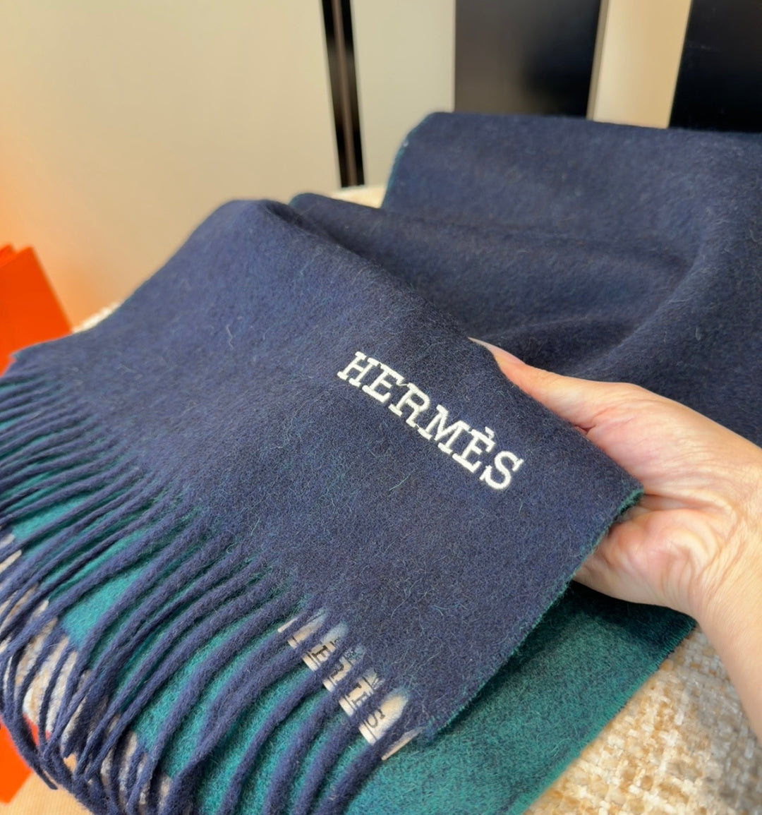 HM Scarf 190 CM Dark Blue Wool 969495