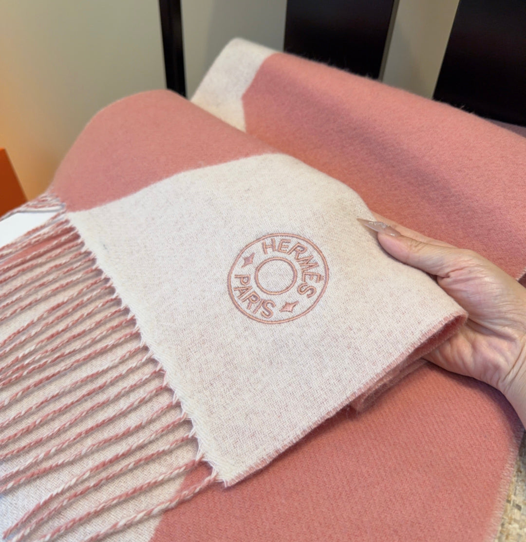 HM Scarf 190 CM Pink Ivory Wool 969496