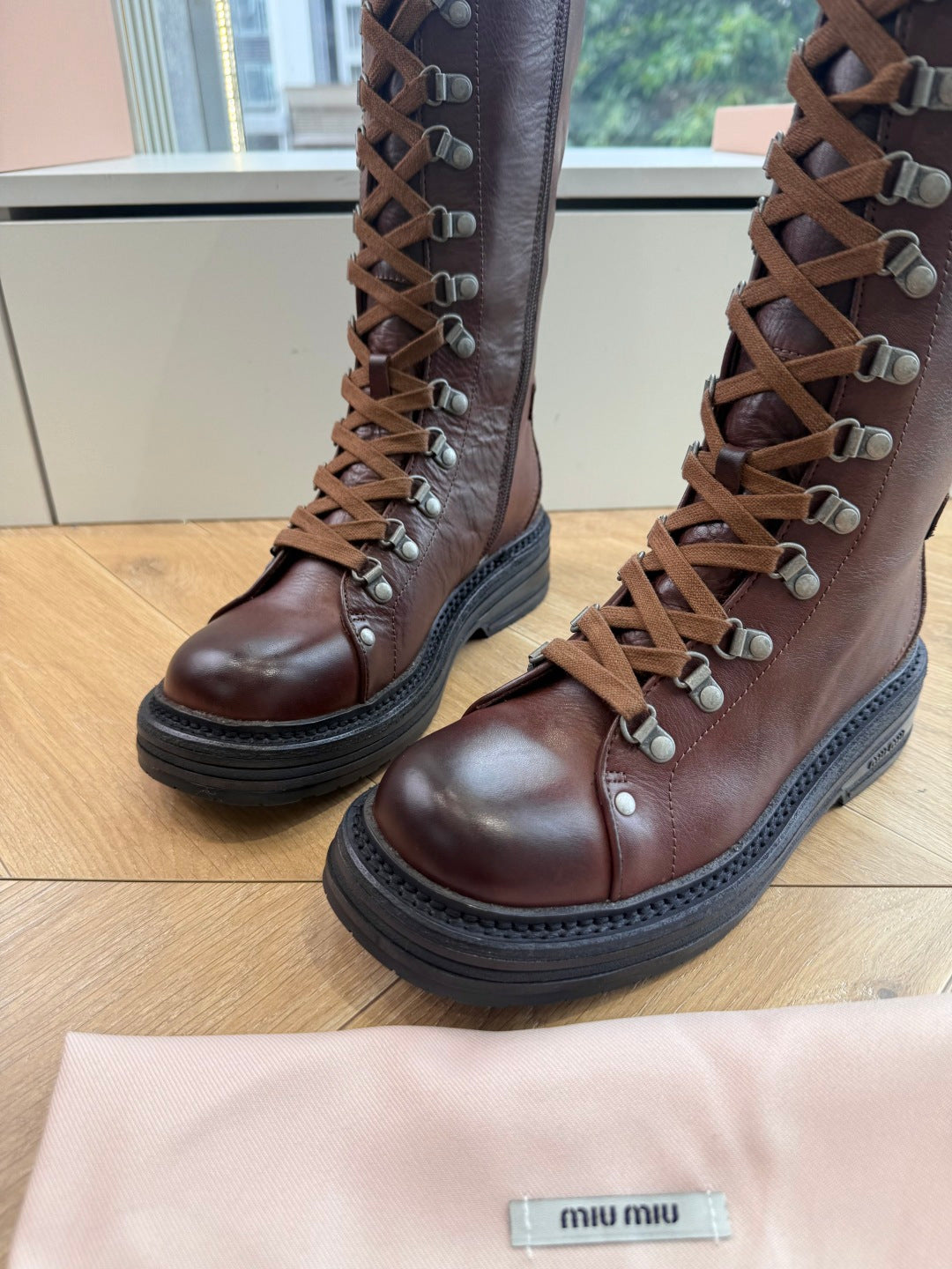Miu Miu 2026 Hiking Knee-High Boots Cowhide 994174