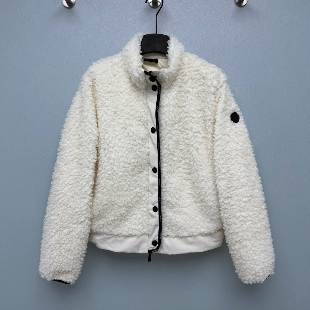 Moncler 2026 Diamond-Quilted Padded Cardigan White Wool Down