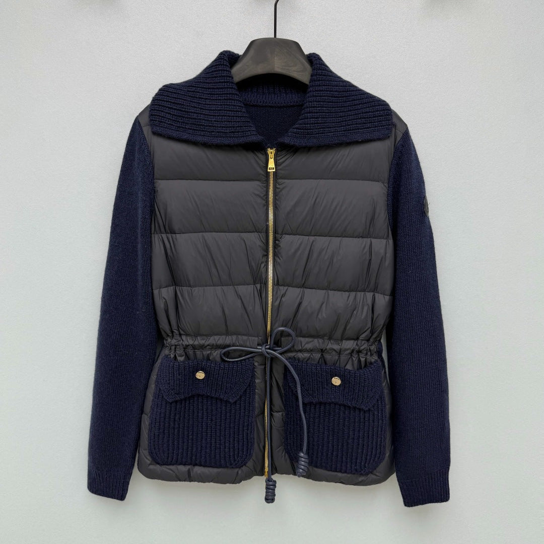 Moncler 2026 Blend Padded Zip-Up Cardigan Dark Blue Wool & Cashmere