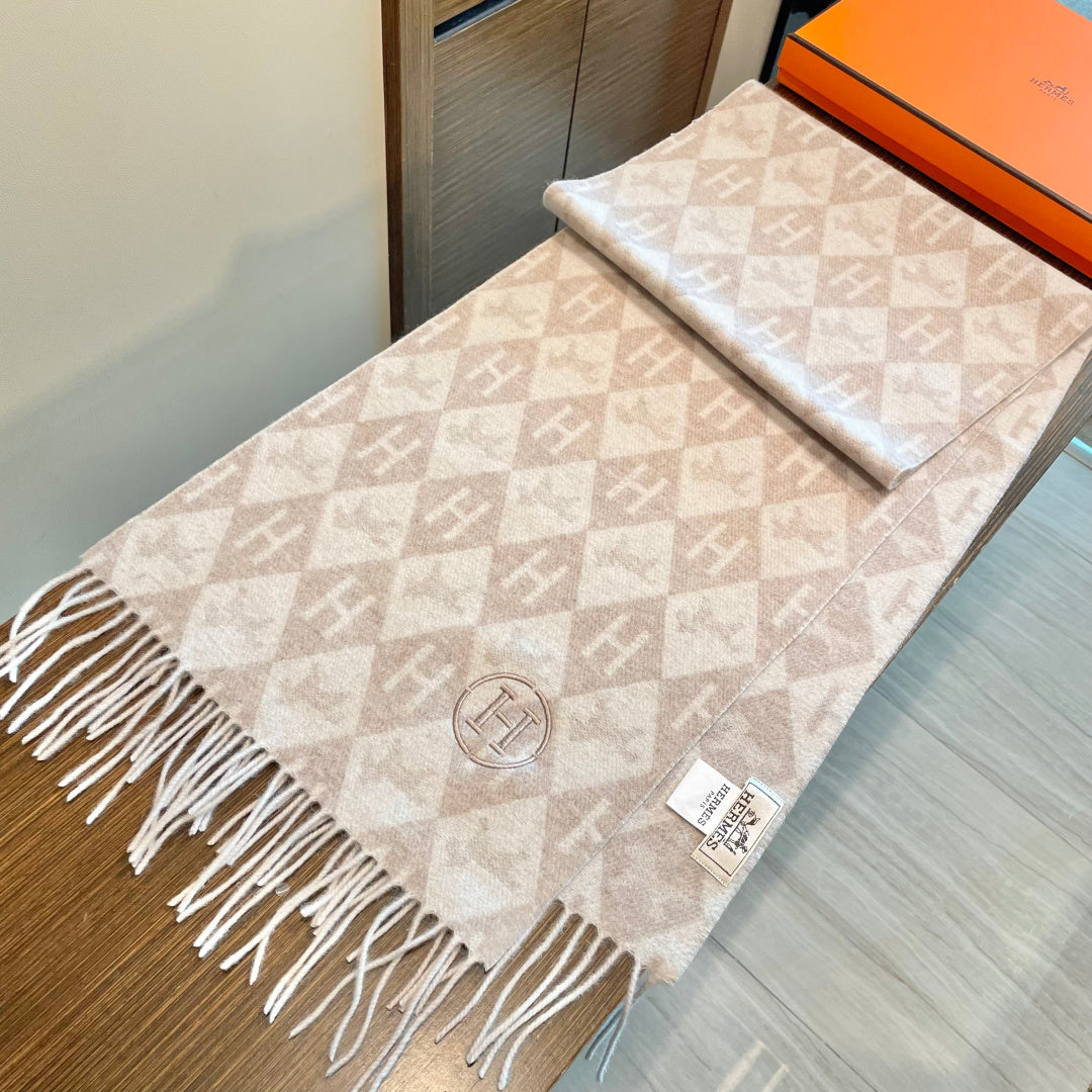 HM 25s Reversible Scarf 200cm Beige Cashmere 960512