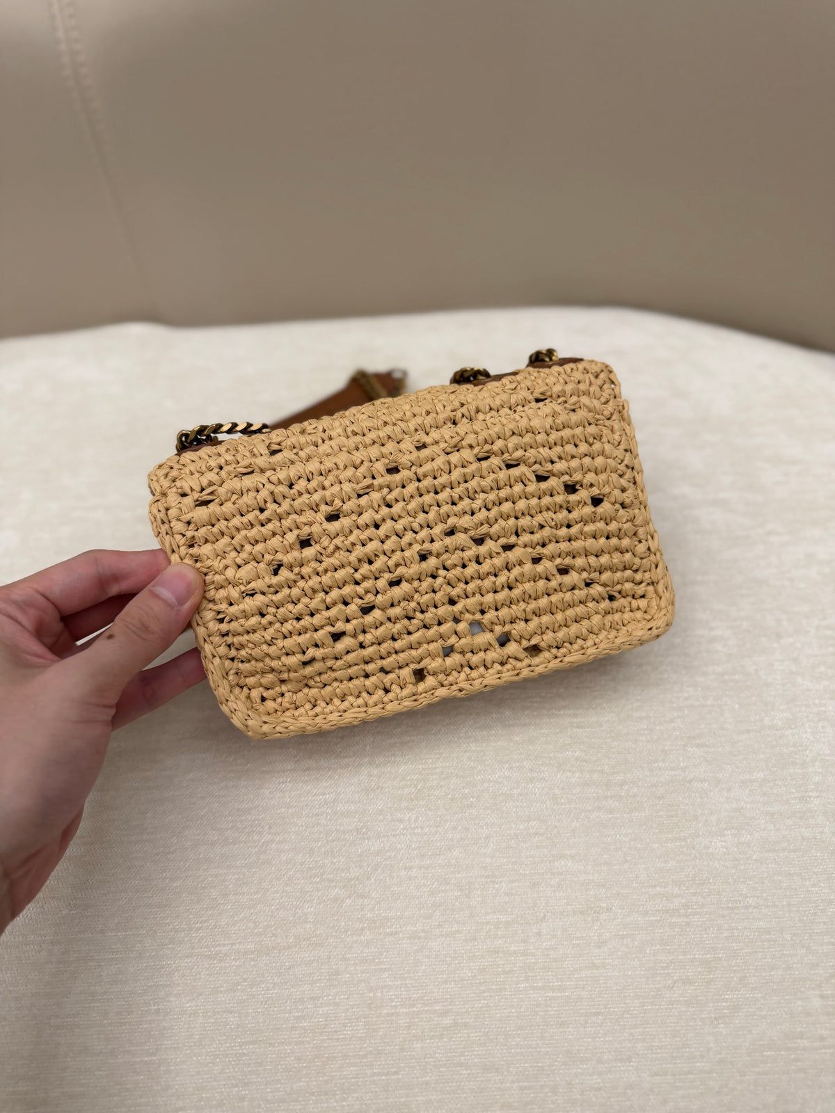 YSL 2026 Loulou Mini Shoulder Bag Raffia