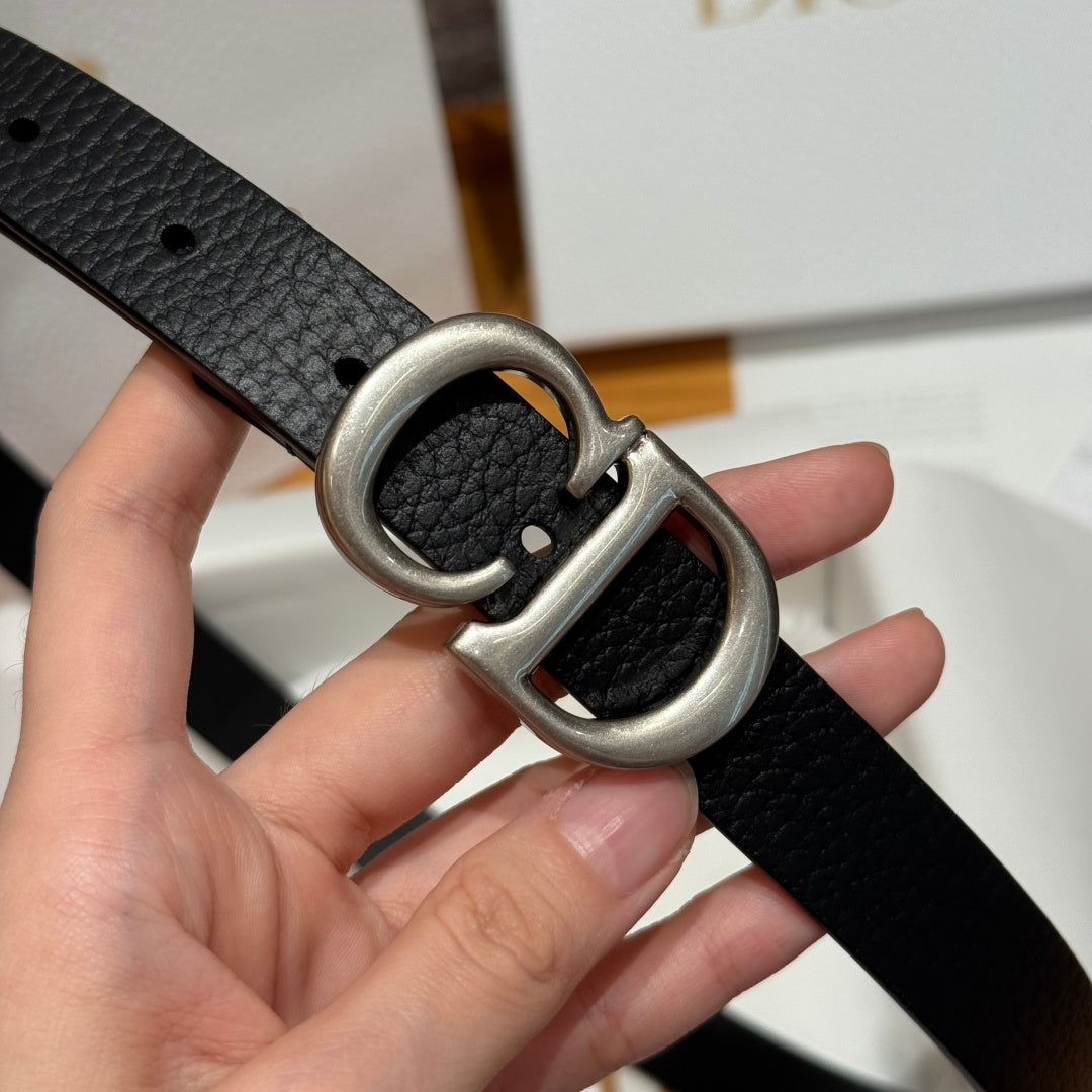 Dior 2026 Saddle Silver Buckle Belt 20mm Cowhide