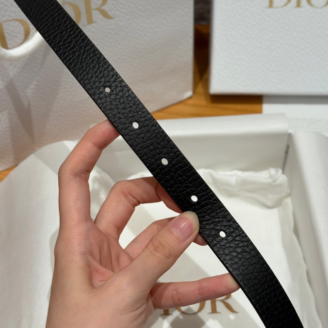 Dior 2026 Saddle Silver Buckle Belt 20mm Cowhide