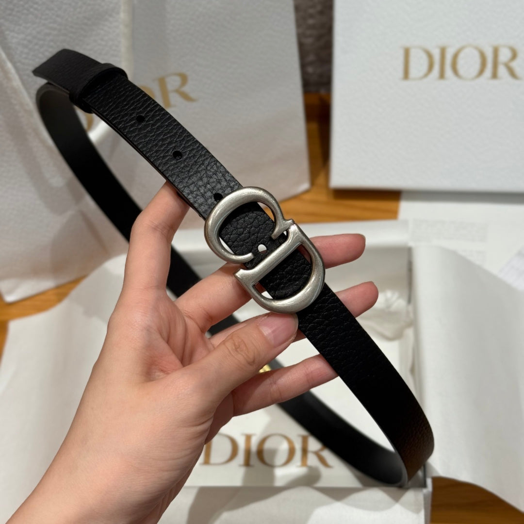 Dior 2026 Saddle Silver Buckle Belt 20mm Cowhide
