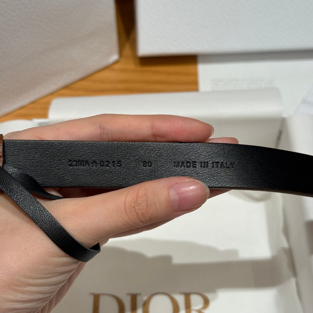 Dior 2026 Saddle Rose Gold Buckle Belt 20mm Cowhide