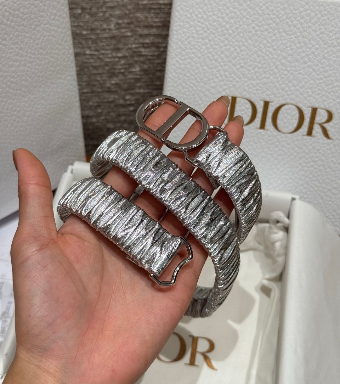 Dior 2026 Montaigne Elastic Belt 20mm Lambskin