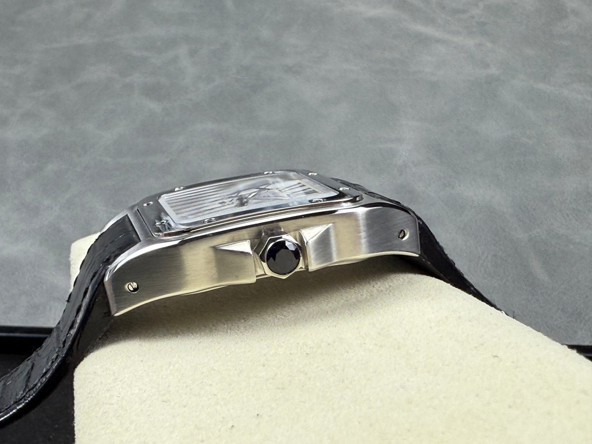Cartier Men's Santos 100 41.3mm Silver Leather