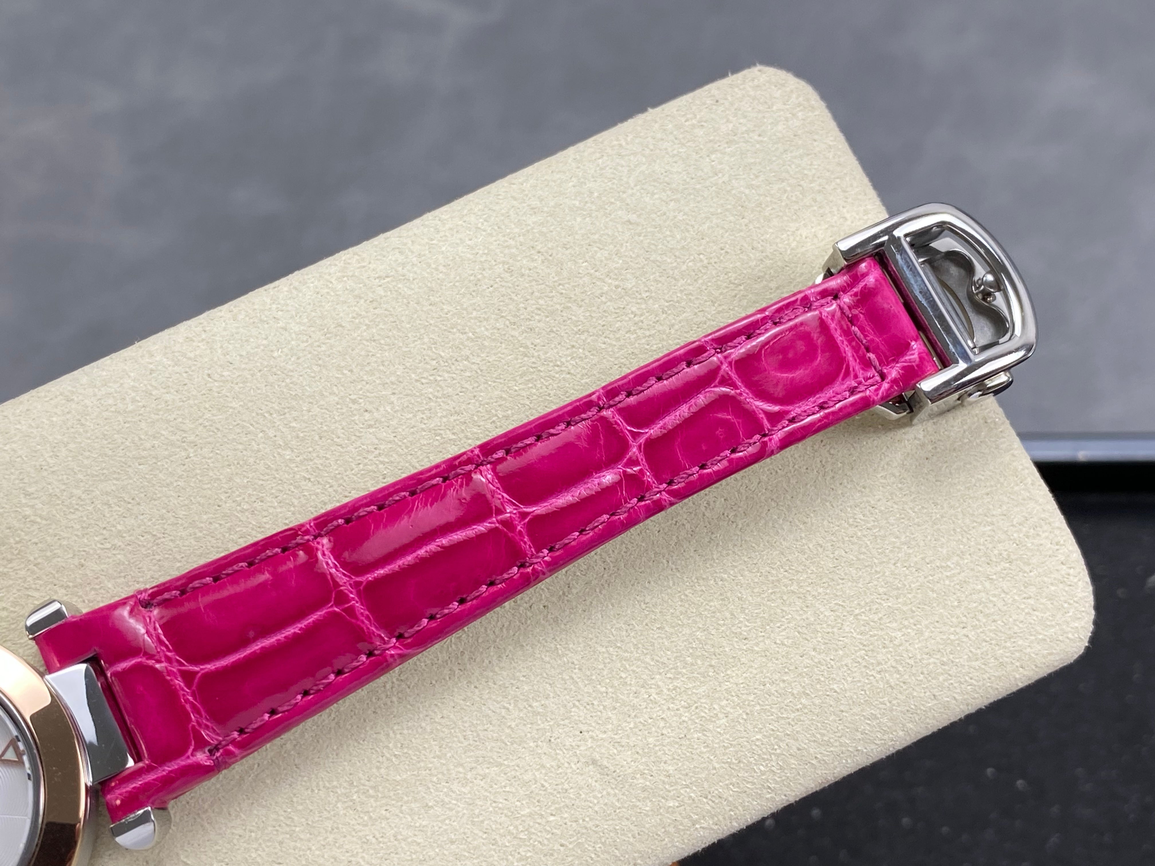 Cartier Pasha 30mm White Dial Pink Gold Case Leather