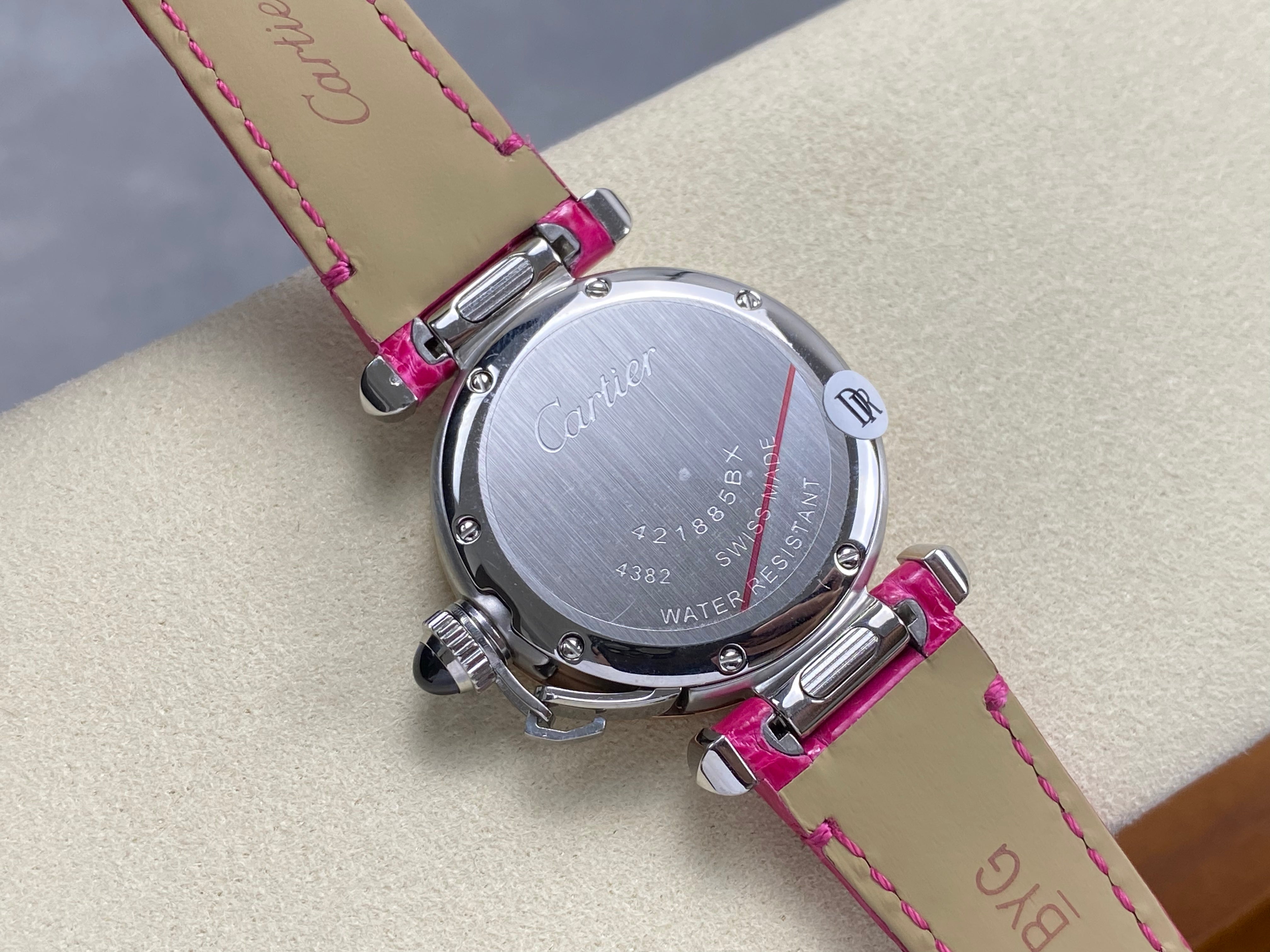 Cartier Pasha 30mm White Dial Pink Gold Case Crocodile Leather