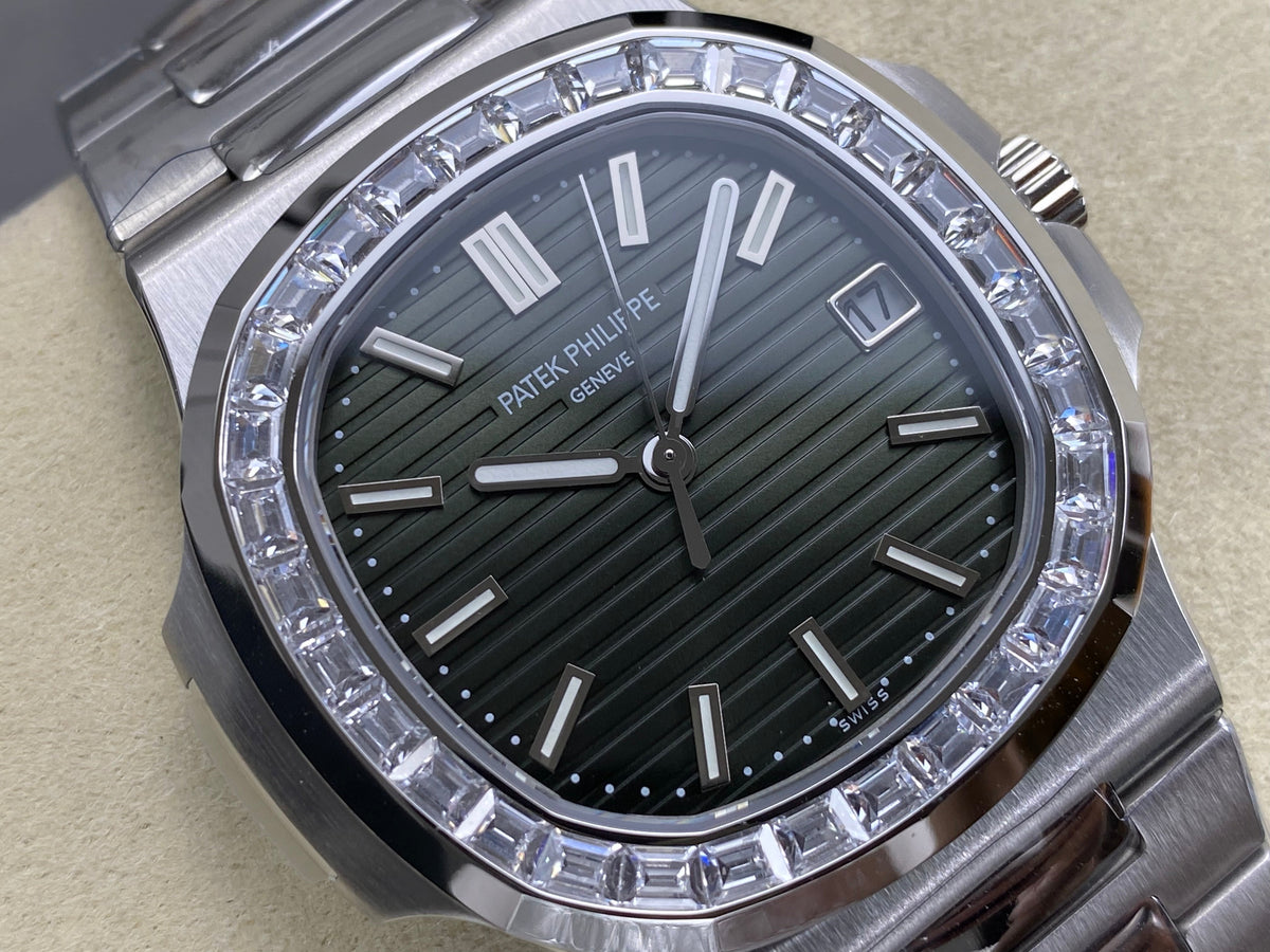 Patek Philippe Nautilus 40mm Diamond Benzel Green Dial