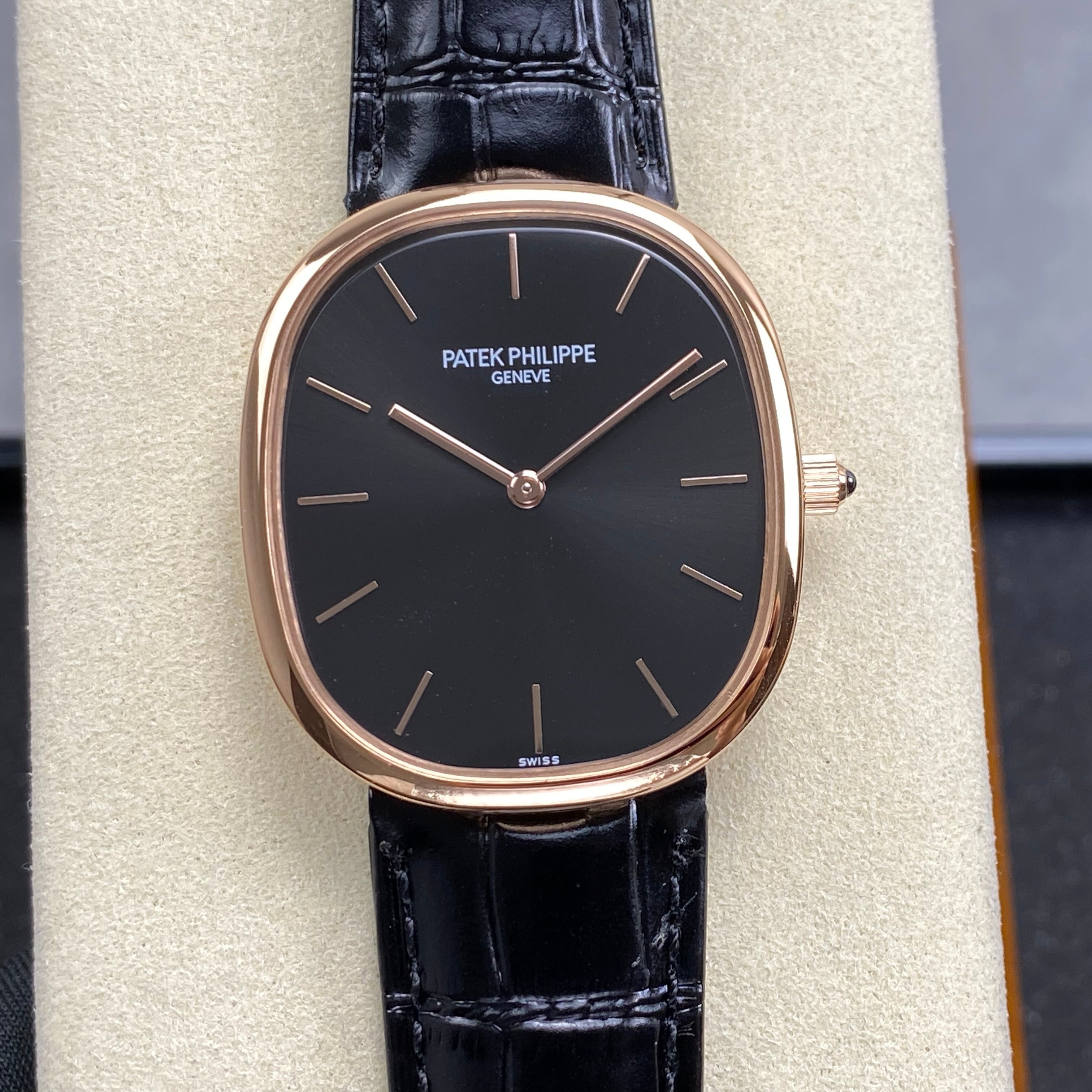 Patek Philippe Golden Ellipse 40mm Black Dial Rose Gold Case