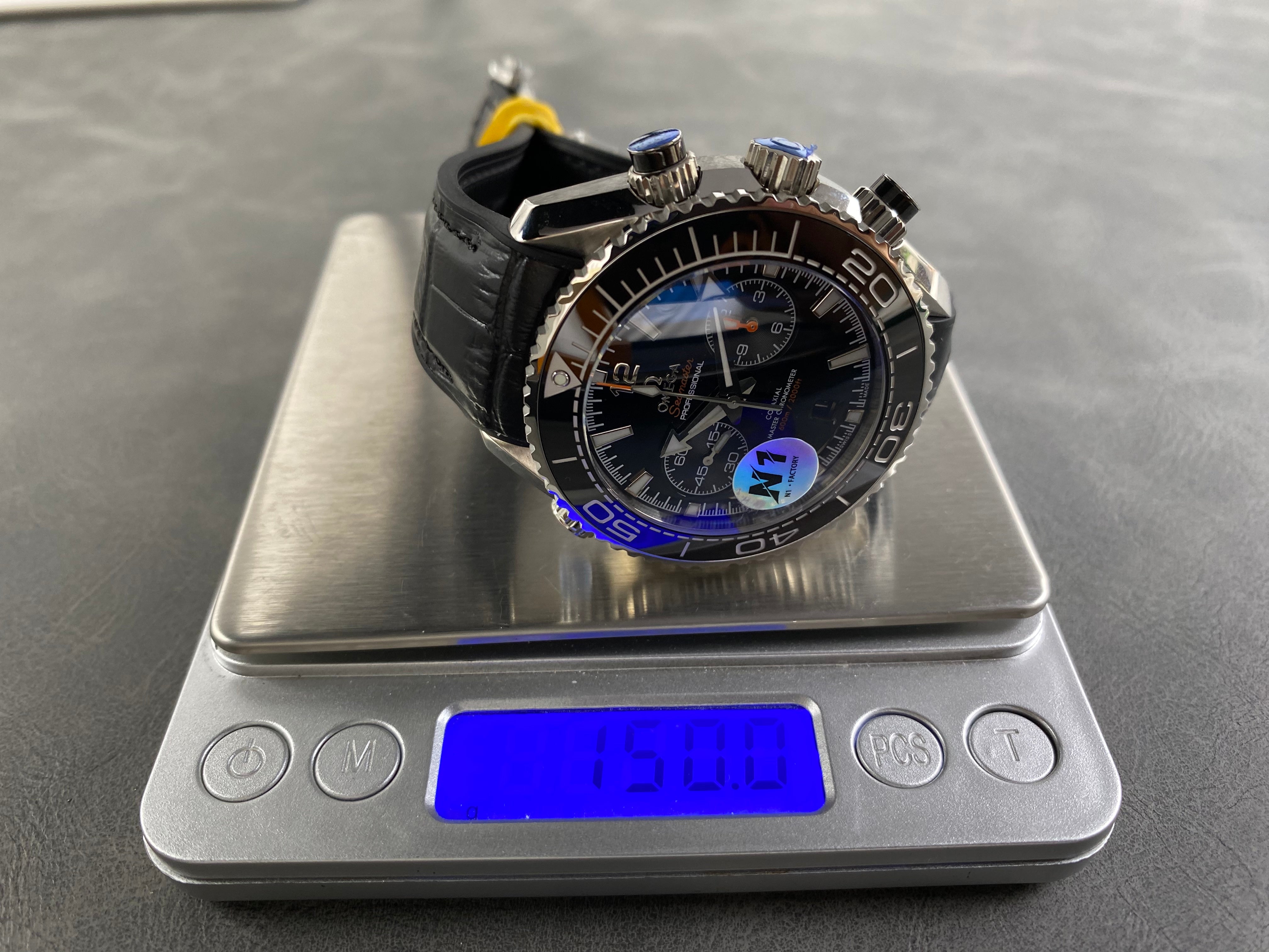 Omega Seamaster 46mm Black Dial Sliver Case Black Leather