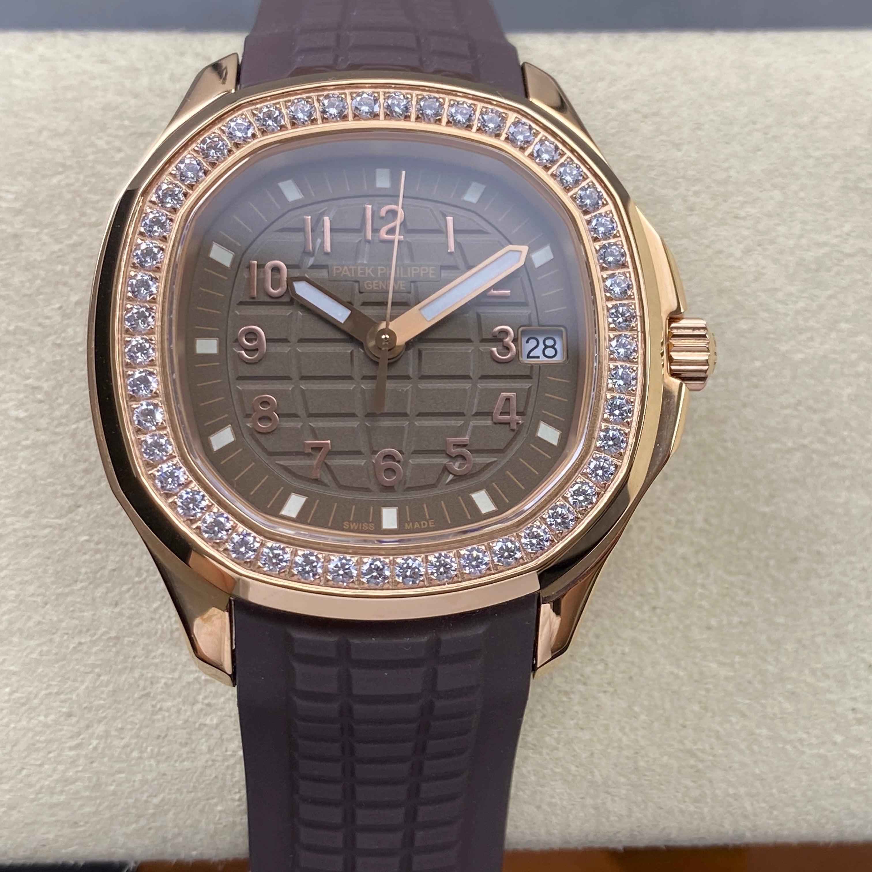 Patek Philippe Aquanaut 38.8mm Rose Gold Case Brown Rubber Strap
