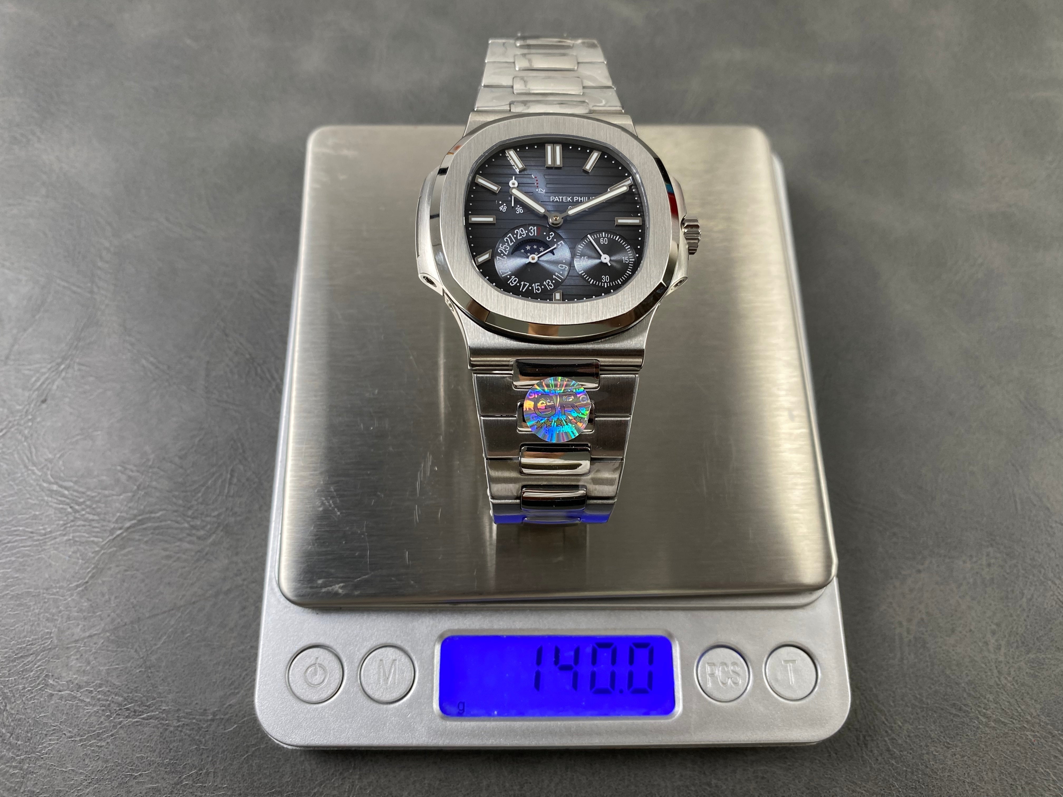 Patek Philippe Nautilus Set Moon Phase Stainless Steel 40mm Blue Dial Watch