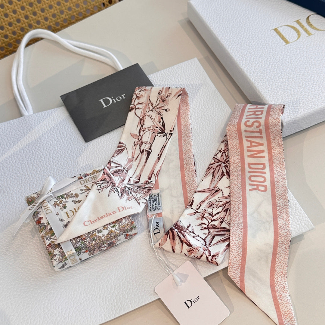 CD Twilly Mini Scarf 105cm Light Pink Mulberry Silk 924765