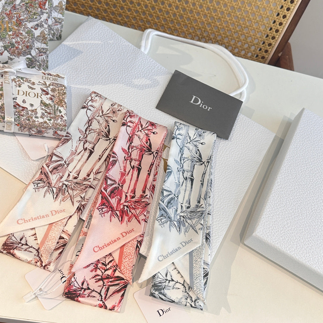 CD Twilly Mini Scarf 105cm Baby Blue Mulberry Silk 924766