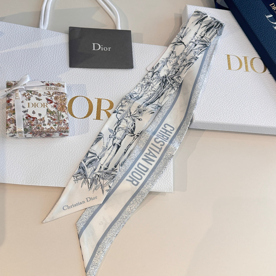 CD Twilly Mini Scarf 105cm Baby Blue Mulberry Silk 924766