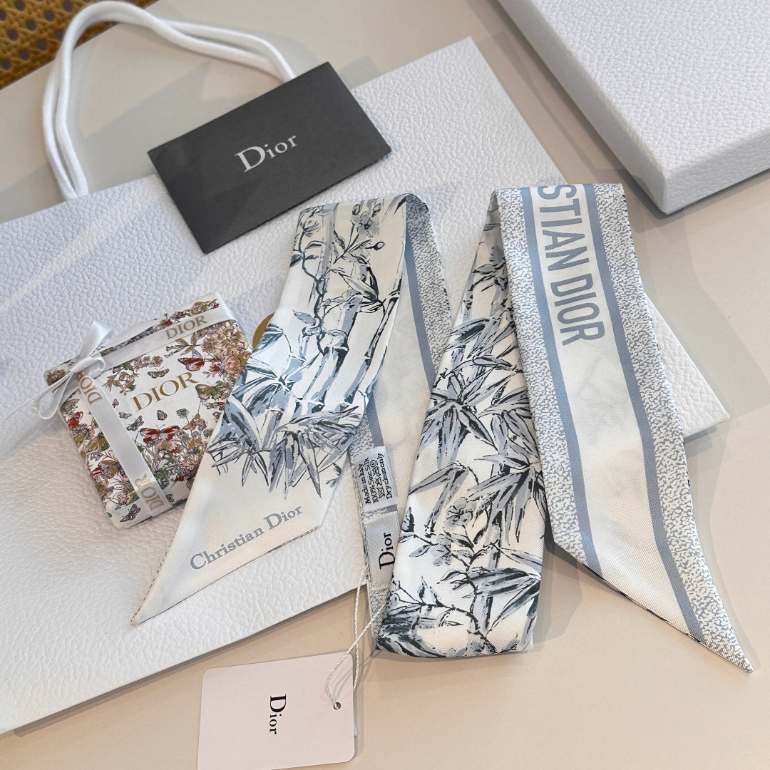 CD Twilly Mini Scarf 105cm Baby Blue Mulberry Silk 924766