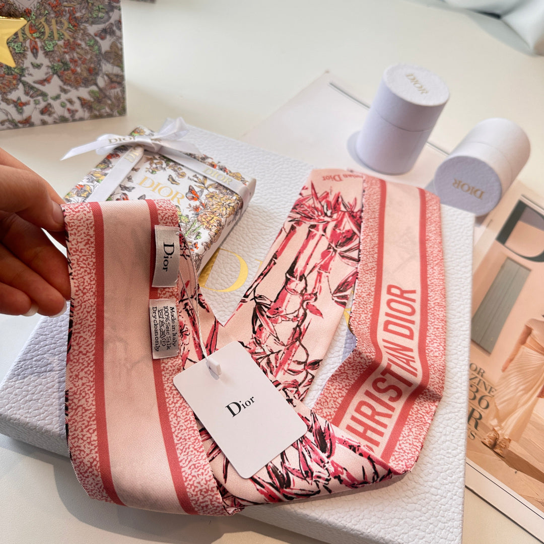 CD Twilly Mini Scarf 105cm Pink Mulberry Silk 924767