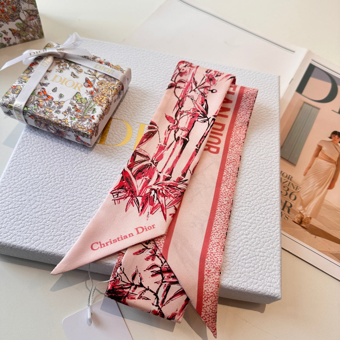 CD Twilly Mini Scarf 105cm Pink Mulberry Silk 924767