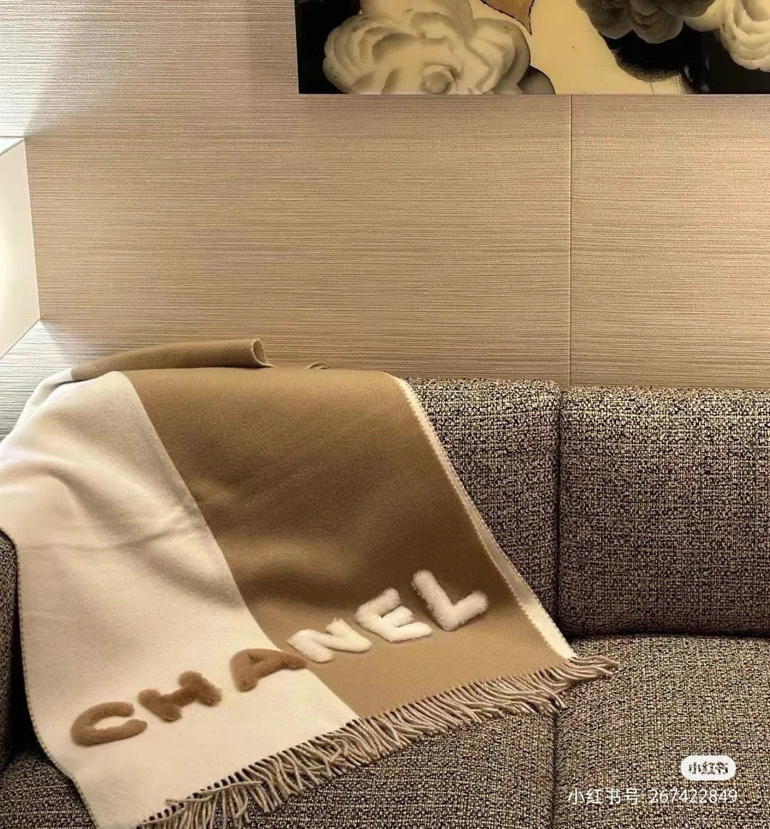 CC 25 Scarf 220cm White Brown Lambswool 968414