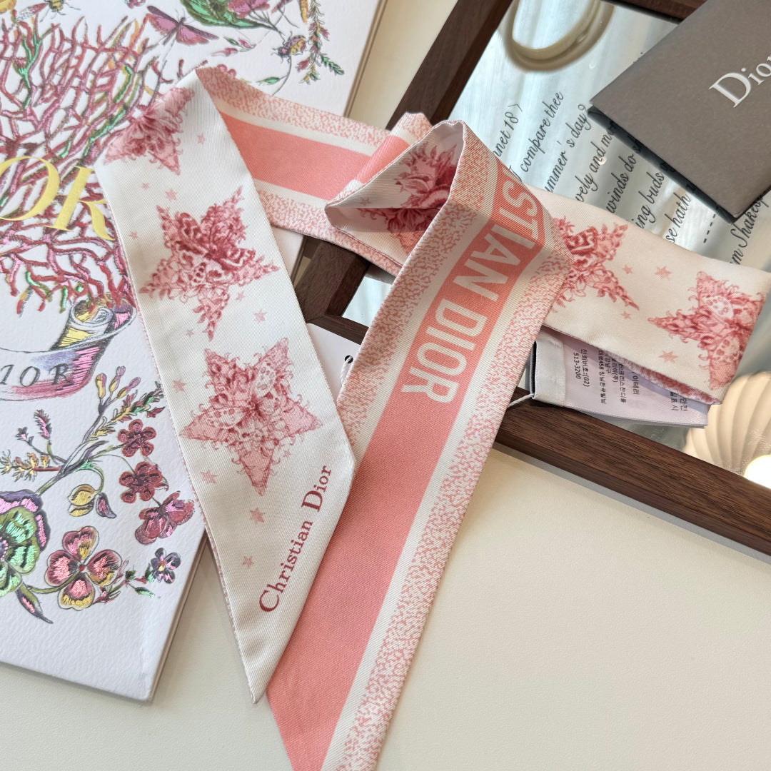 CD Twilly Mini Scarf 105cm  Pink Mulberry Silk 969065