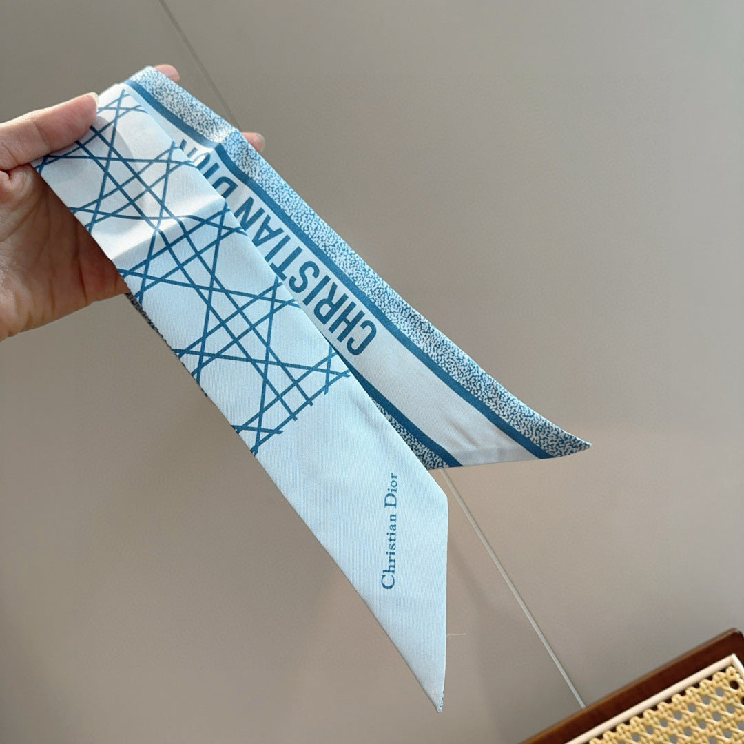 CD Twilly Mini Scarf 105cm  Light Blue Mulberry Silk 976506