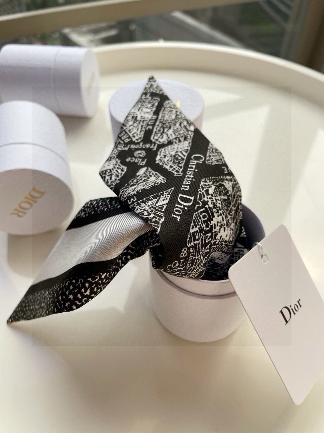 CD Twilly Mini Scarf 105cm Black Mulberry Silk 976496