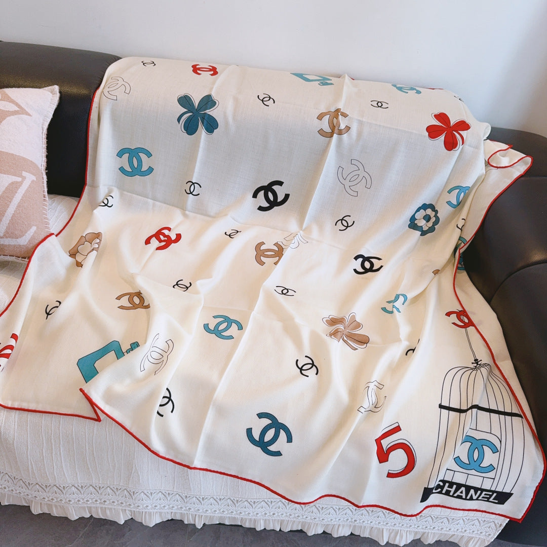 CC 25s Scarf 140cm White Multicolor Cashmere 973461