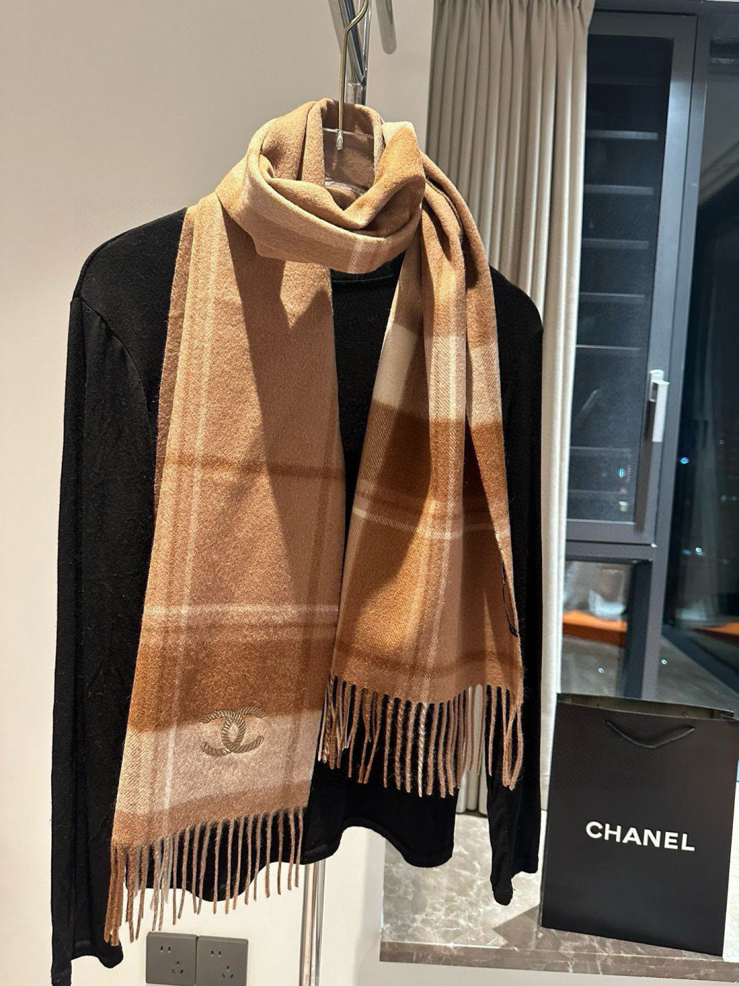 CC 25s Scarf 180cm Brown Cashmere 973462
