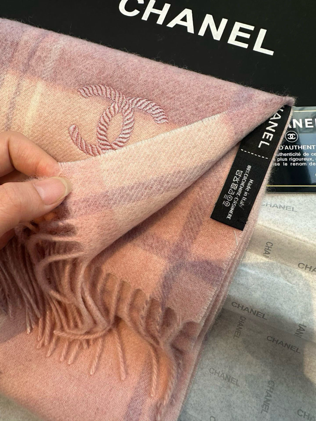 CC 25s Scarf 180cm Pink Cashmere 973463