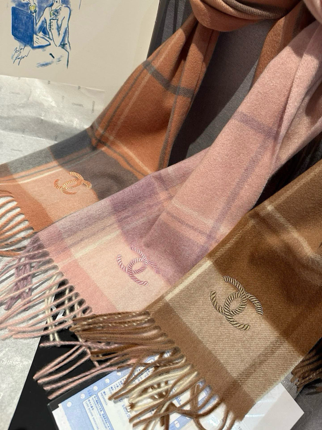 CC 25s Scarf 180cm Pink Cashmere 973463