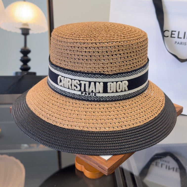 Dior D-Bobby Large Brim Straw Hat 360772